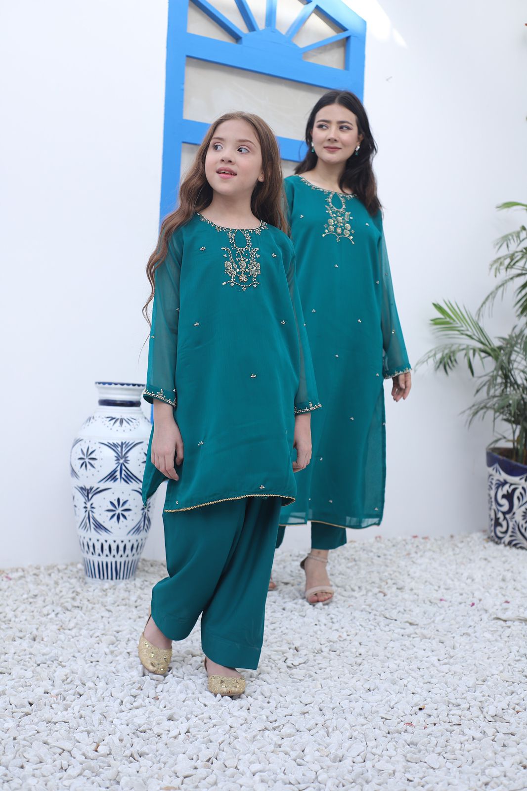Green Dress With Gold Embroidery | Elegant Green Salwar Kameez Eastern Wear