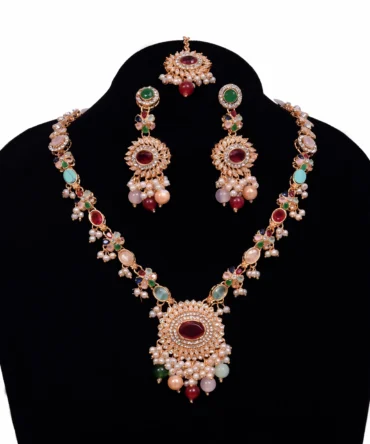 Luxury Party Wear Kundan Pearl Necklace Set Indian Bridal Jewellery Gold Plated